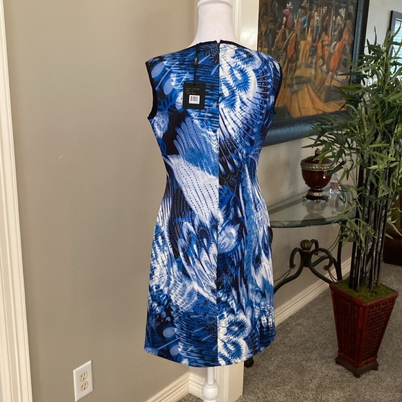 Milano Blue and Black Patterned Mini Dress size M - Picture 4 of 6